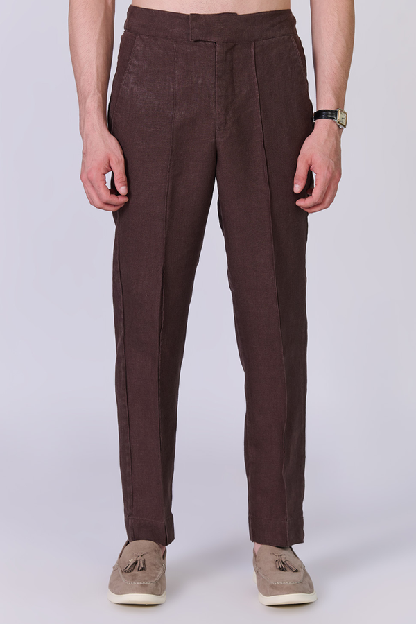Monture Milano Linen Trousers for men in chocolate brown — image 1