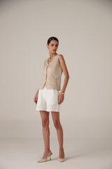 Linen Waistcoat Warm khaki