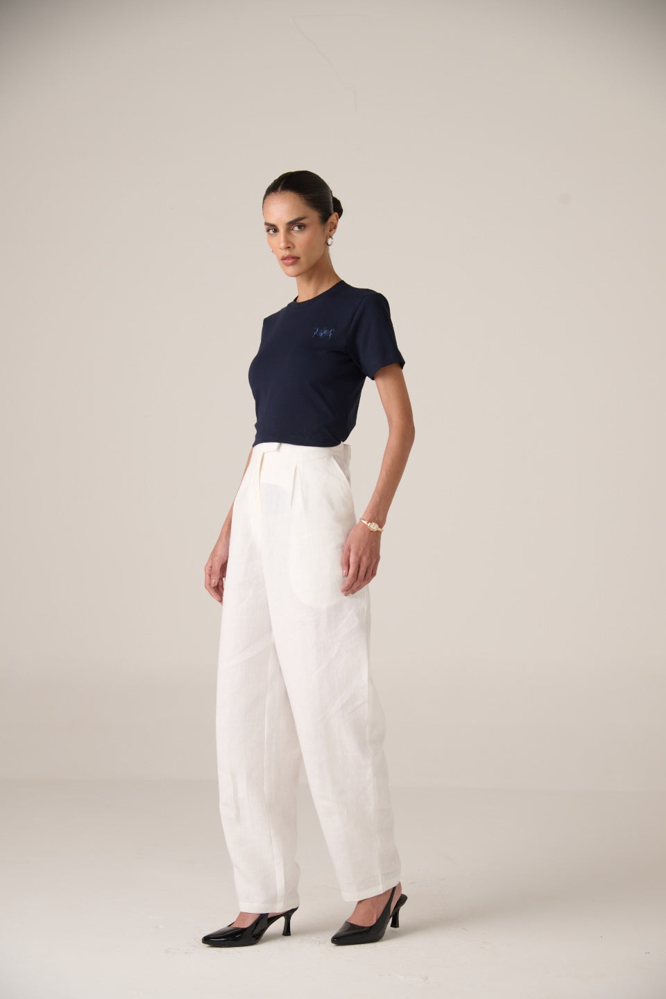 Linen Balloon Trousers - Women - Soft Ivory