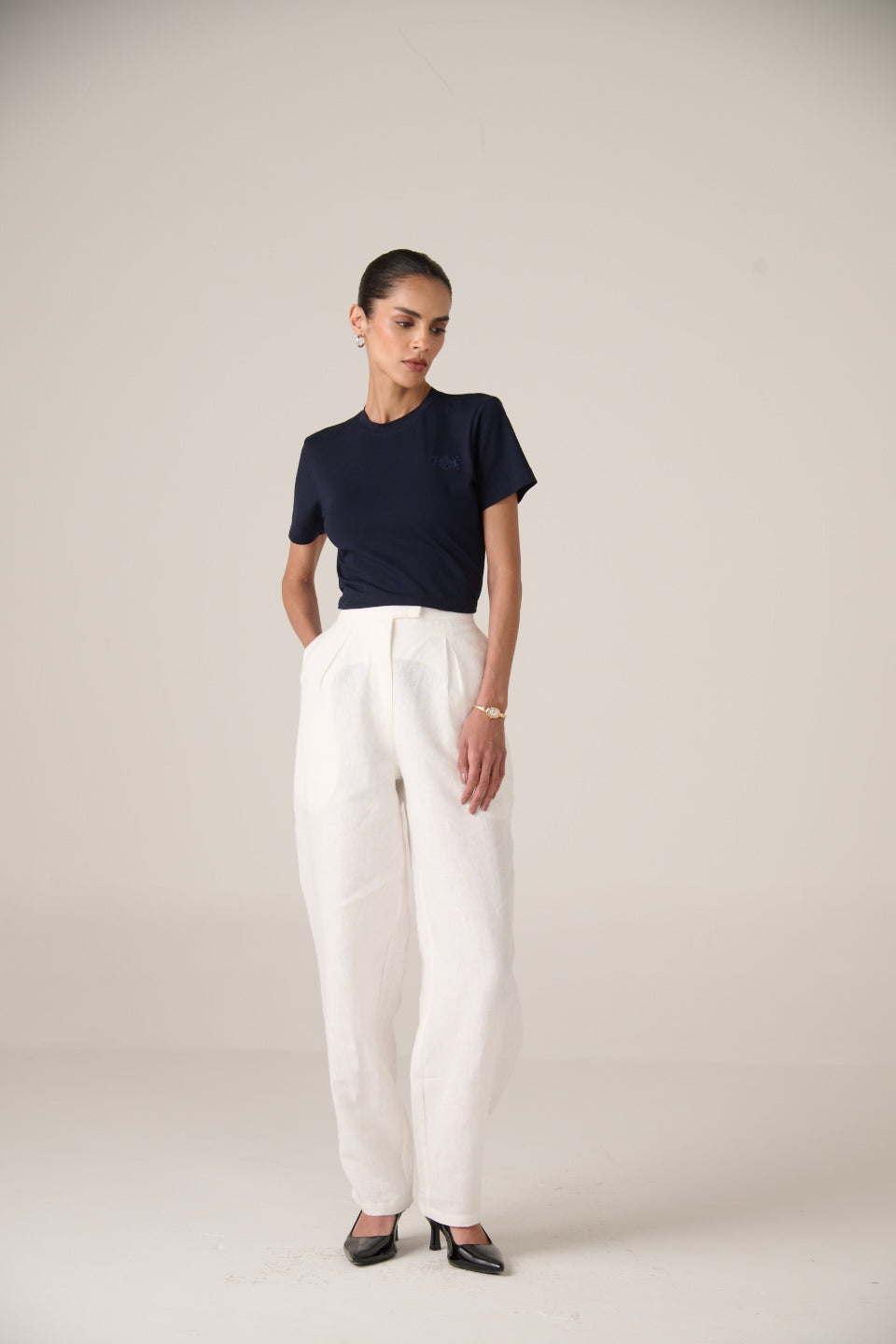 Linen Balloon Trousers - Women - Soft Ivory