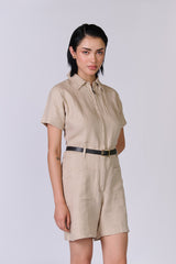 Twill Linen Playsuit - Women