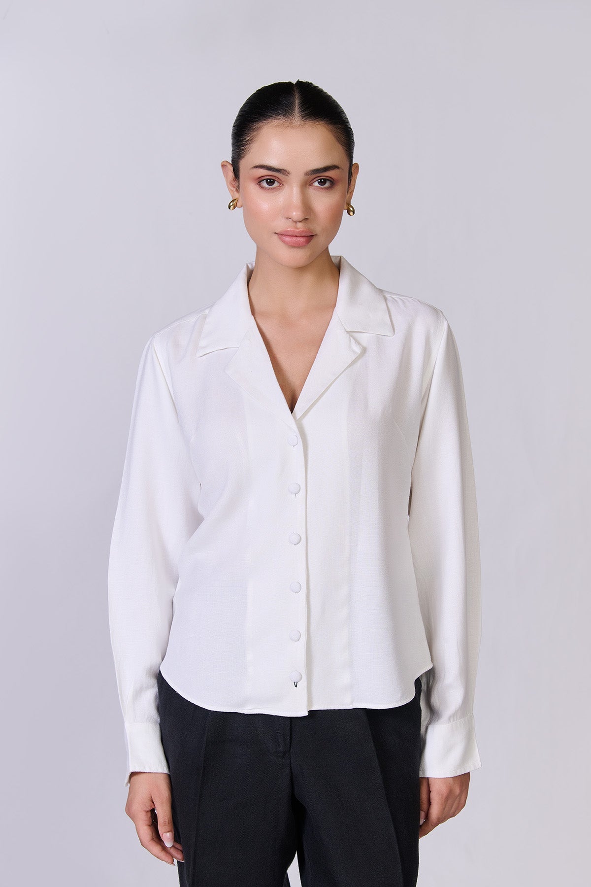 Monture Milano Bamboo Hemp Blouse for women in soft ivory