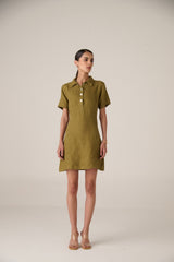 Linen Dress - Women - Heritage Olive