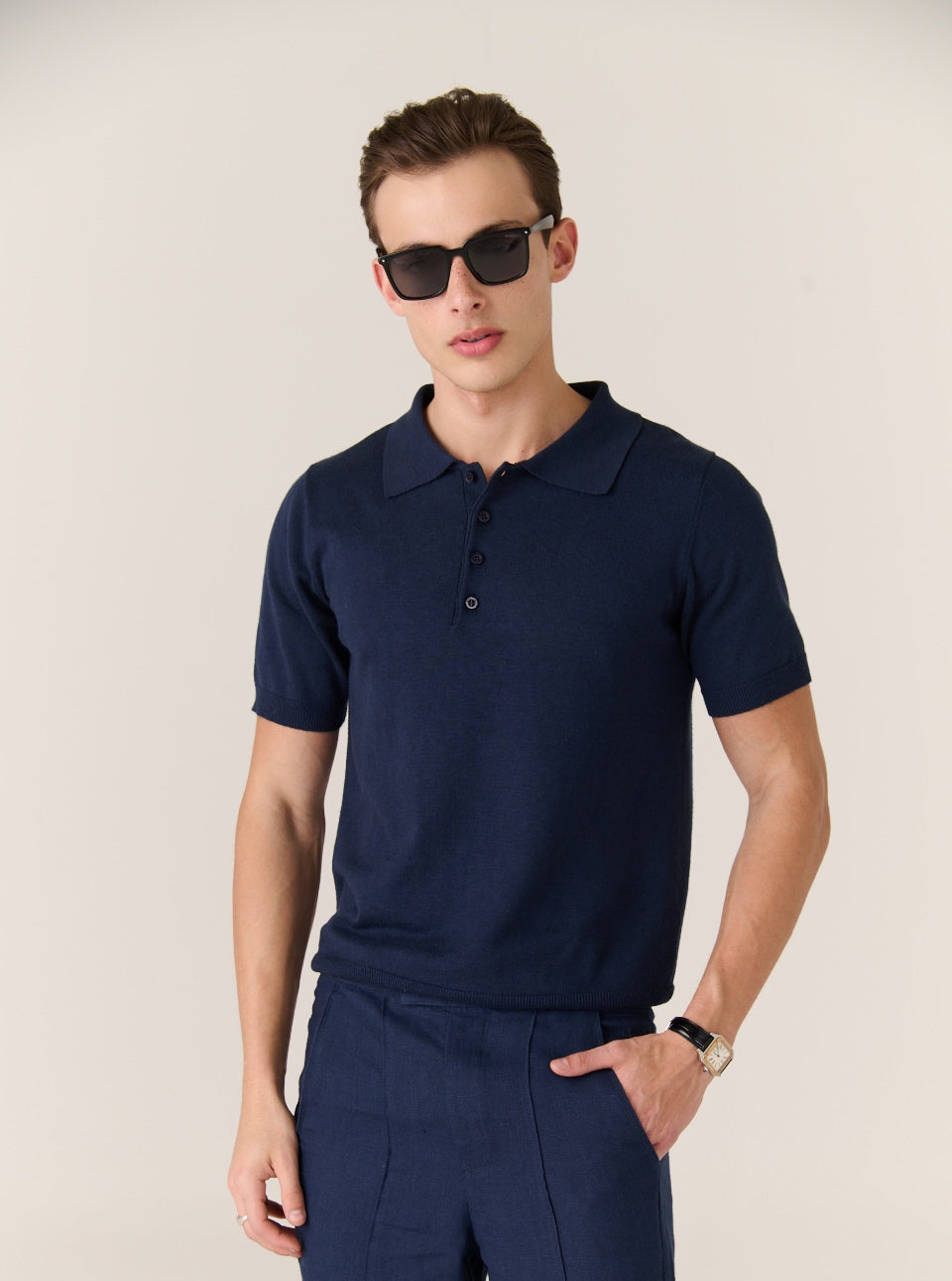 Linen Trousers Coastal Navy Blend Polo Midnight blue