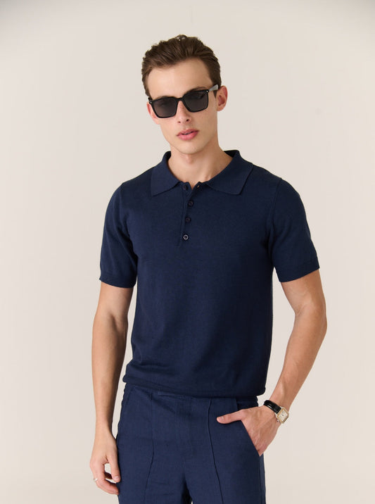 Linen Trousers Coastal Navy Blend Polo Midnight blue