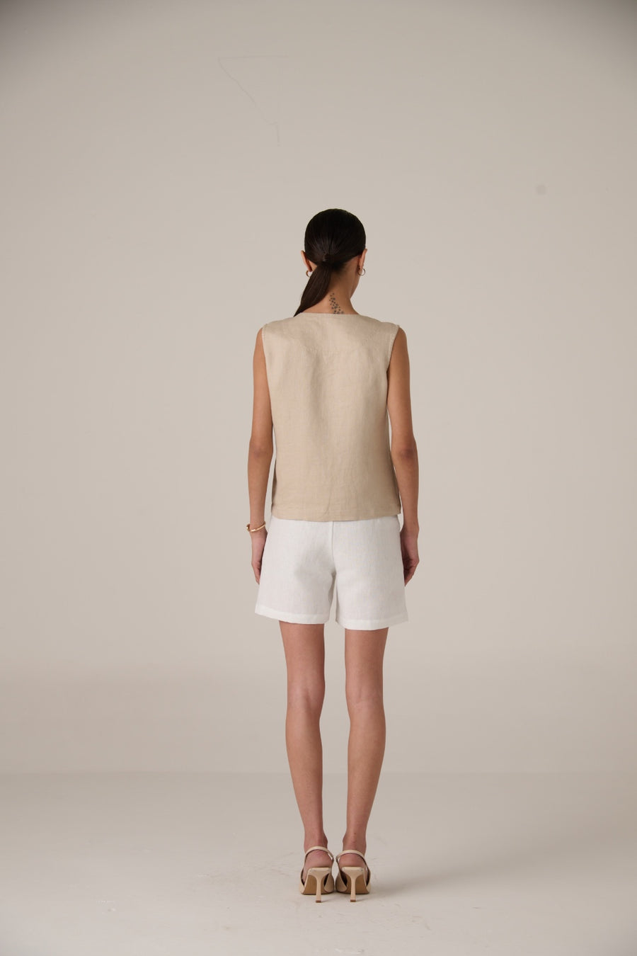 Linen Waistcoat Warm khaki