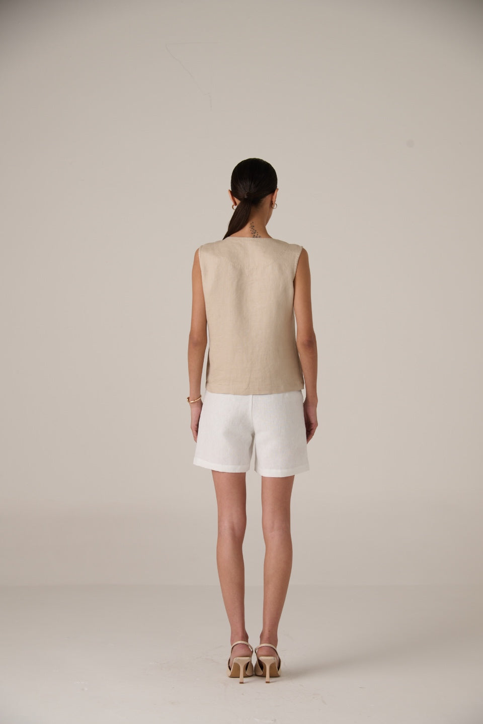 Linen Waistcoat Warm khaki