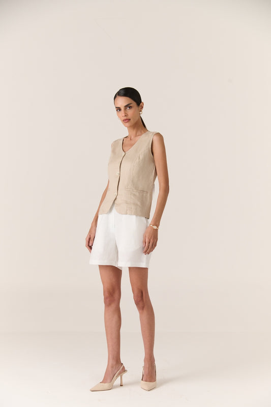  Linen Shorts - Women - Soft Ivory