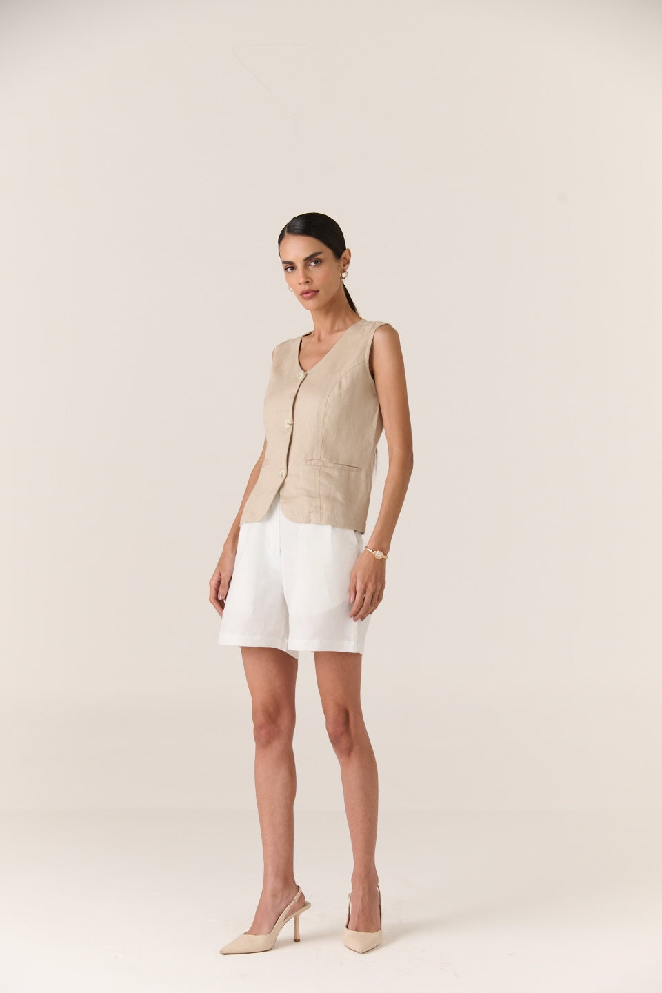  Linen Shorts - Women - Soft Ivory