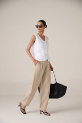  Linen Balloon Trousers - Women - Warm Khaki