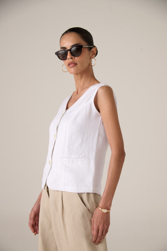 Linen Waistcoat soft ivory