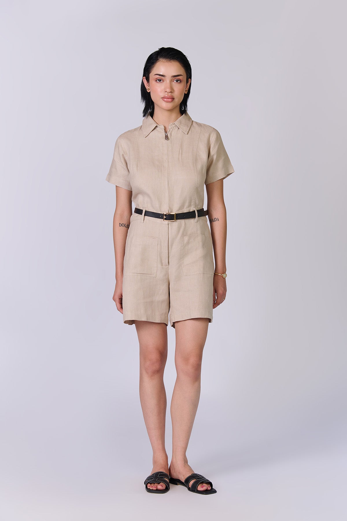 Monture Twill Linen Playsuit - Women