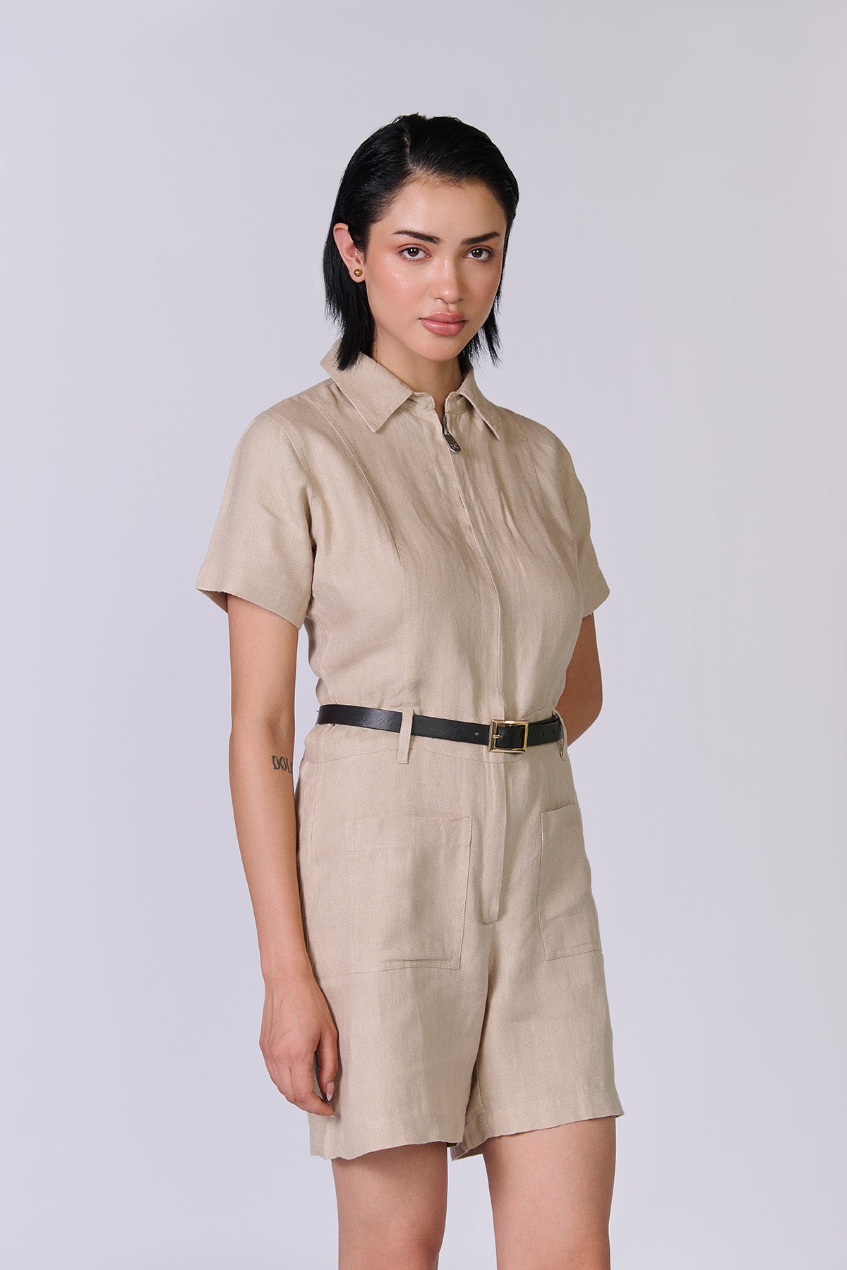 Monture Twill Linen Playsuit - Women