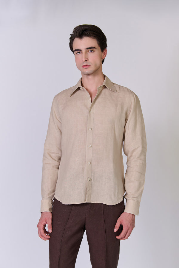 Monture Riviera Linen Shirt for men in warm khaki — image 1