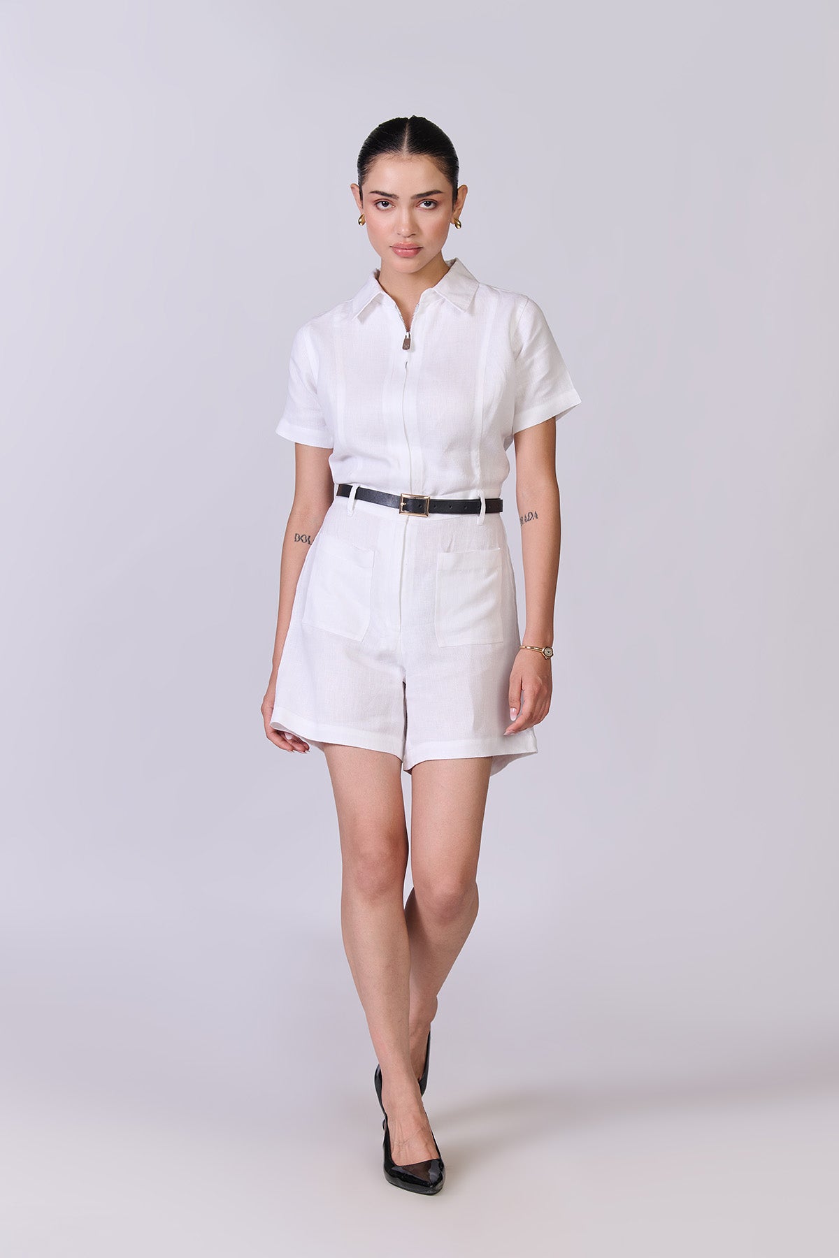 Monture Twill Linen Playsuit - Women