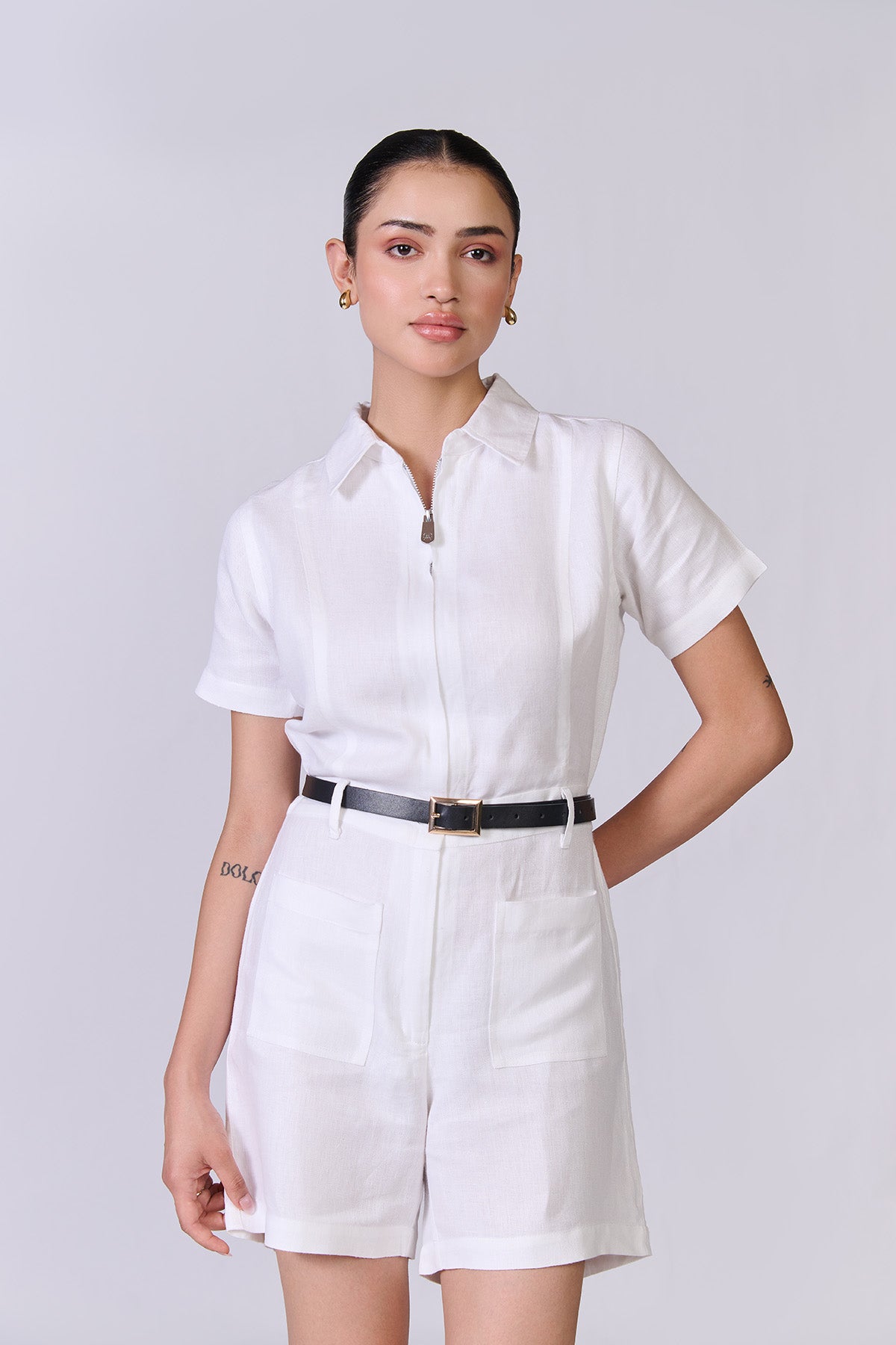 Monture Twill Linen Playsuit - Women