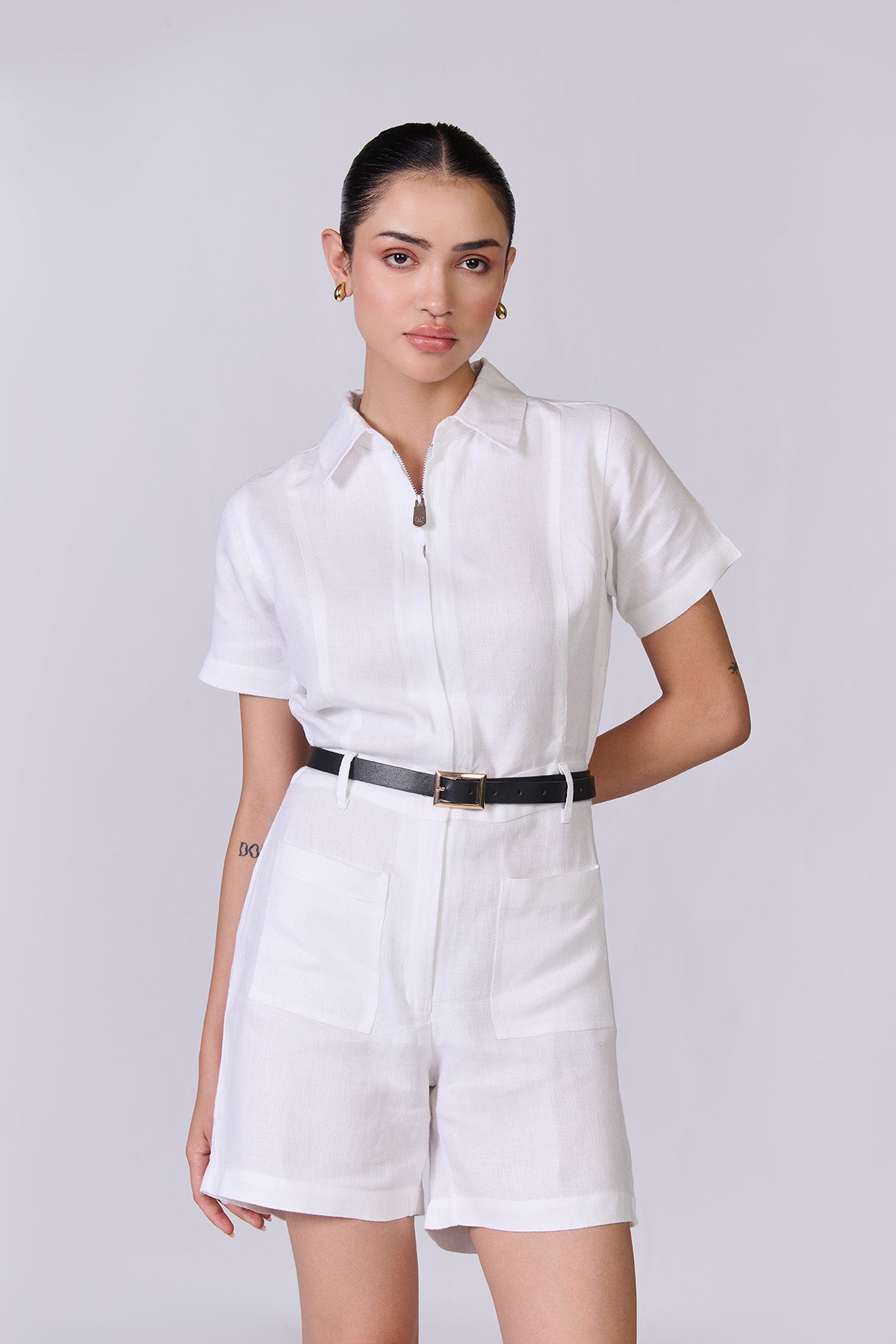 Monture Twill Linen Playsuit - Women